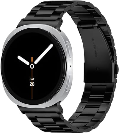 SBG RVS Schakel Bandje Geschikt voor Samsung Galaxy Watch 9 / 8 - Roestvrij Staal Horlogebandje Zwart