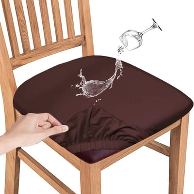 Waterdichte en wasbare stoelhoezen voor eetkamerstoelen - Set van 2 Bruin