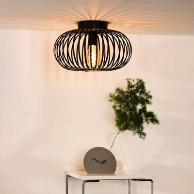 Lucide MANUELA - Plafonnière (Plafondlamp) - Ø 39,5 cm - 1xE27 - Zwart