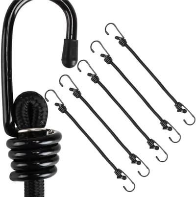 Spanrubber met haken - Expander set - Lading vastzetten - Extra sterke haken - 5 stuks 60 cm - Zwart