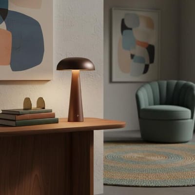 LUSENZ Oryllo - Paddenstoel lamp oplaadbaar Brons 30 cm - Dressoir lamp - Dimbaar - Tafellamp horeca - Modern design - USB-C - 3000K/4500K/6500K