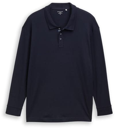 Tom Tailor - Plus Size - Polo met lange mouwen en wafelstructuur - Maat 2XL - sky captain blue