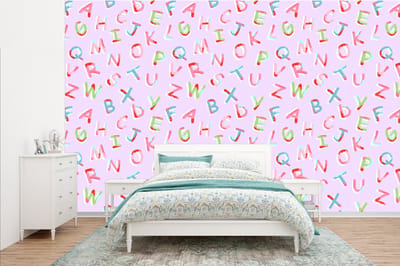 Behang - Fotobehang Alfabet - Letters - Patroon - Breedte 385 cm x hoogte 240 cm