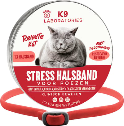 Antistress halsband kat Rood - Anti stress middel voor katten - Alternatief voor feromonen verdamper - Feromonen kat - Kalmerend en geruststellend