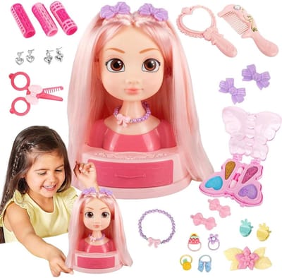 Meisjes Haar Styling Poppen Set - Kappersspeelgoed Set - Kinderen Laten Spelen - Veilig ABS Materiaal - 19.8 cm Poppenhoogte