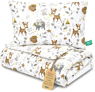 Kinder dekbed zonder hoes 100x135 cm - Katoenen baby deken en kussen set kinderdeken 100 x 135 en kussen 60 x 40 - Dekbedden kinderdekbed voor babybed Oeko-Tex Hert