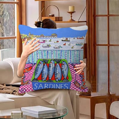 Kleurrijke Sardine Kussenhoes Bankkussenhoes Huis Kamer Decoratie Kindercadeau 40x40cm