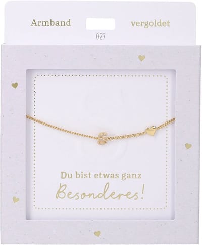 Depesche armband goud met S-hanger en hartje - vriendschapssieraad.