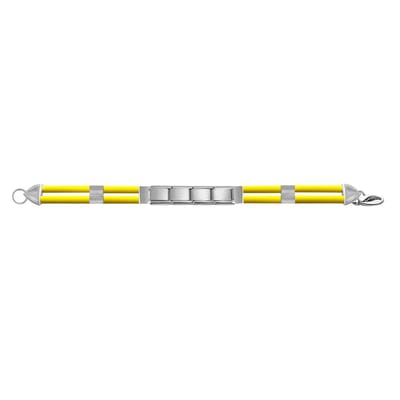 Quiges - 9mm -Schakel - armband - Zilveren Glanzend - Geel - Geschikt voor - Bedel - SchakelBedel - italy bedels
