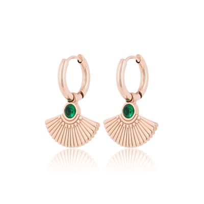 OOZOO Jewellery - Rosé goudkleurige oorringen met een pauw staart - SE-3038