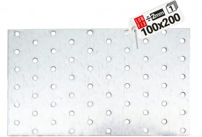 LUN FIX - Flachverbinder 200 x 100 x 2mm - 1 stuk - perforatieplaat - verbindingsplaat - verbindingsplaat - connector - houtverbinder - verzinkt