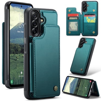 Luxe Portemonnee Backcover met Anti-RFID kaarthouders voor Galaxy A36 _ Groen