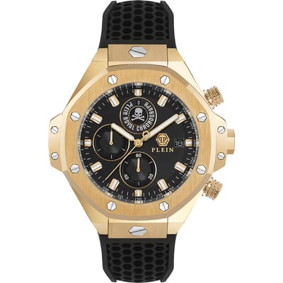Philipp Plein Plein Chrono Royal PWLFA0325 Horloge - Siliconen - Zwart - Ø 46 mm