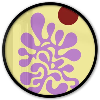 Poster in lijst Rond - Fotolijst 40x40 cm - Posters - Koraal - Cirkel - Abstract - Geel - Ronde posterlijst zwart - Decoratie - Wanddecoratie woonkamer - Muurdecoratie slaapkamer