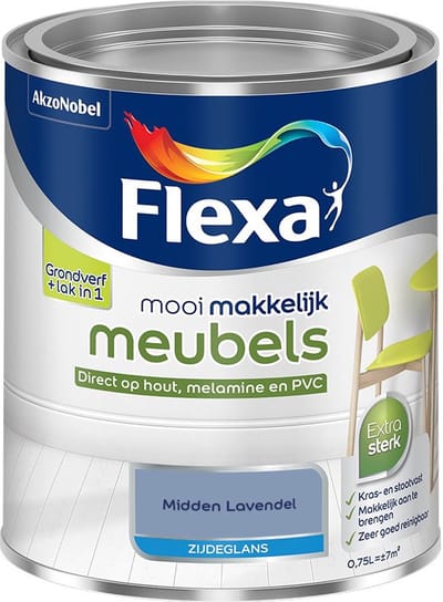 Flexa - Mooi Makkelijk Meubels Zijdeglans - Midden Lavendel - Mengverf - 750 Ml