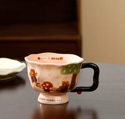 Keramische Mok "Happy Every Day" - Apple Bear Collectie - Vintage Stijl Koffie- & Theekop