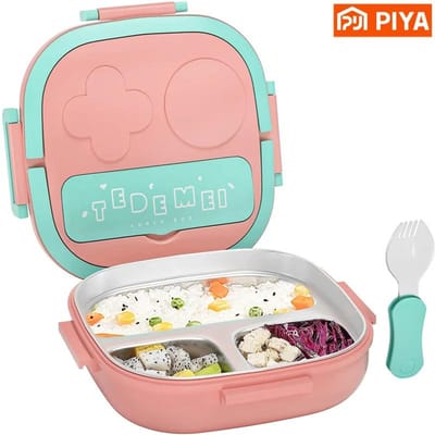 500ML RVS Bento Box Geïsoleerde Lunchbox Voor Kinderen Peutermeisjes Metalen Portie Secties Lekvrije Lunchcontainer Box