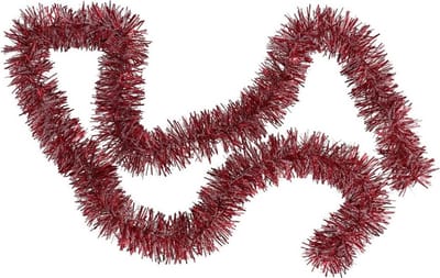 Gerimport Kerstslingers - rood met sneeuw - 180 x 7 cm - folie - kerstboom versiering/guirlandes