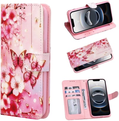 Casemania – Bookcase – iPhone 17 Pro Max – Bloemen Vlinder Rood