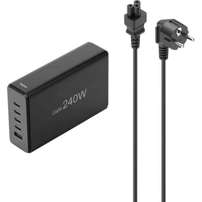Hama USB-laadstation 240 W USB-C bus, USB-A-bus QC 2.0, USB PD 3.0, Quick Charge 3.0 Zwart Binnen Snellader, USB Power Delivery (USB-PD), GaN,