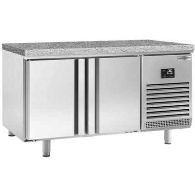 GGM Gastro Bäckereikühltisch Premium PLUS - 1618x800mm - mit 2 Türen - Granitarbeitsplatte Zilver