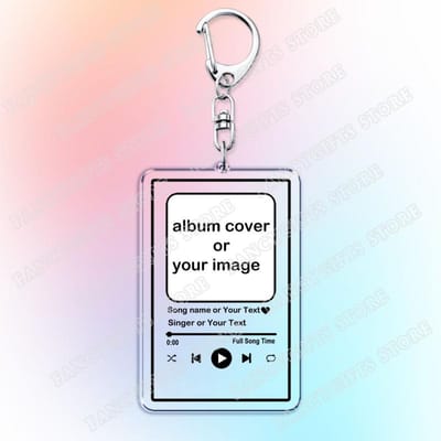Porte-clés Musique Personnalisé Chanteur Personnalisé Chanson Pochette d'Album Photo Porte-clés Petit ami Petite amie Saint-Valentin Anniversaire Cadeaux pour Amis white
