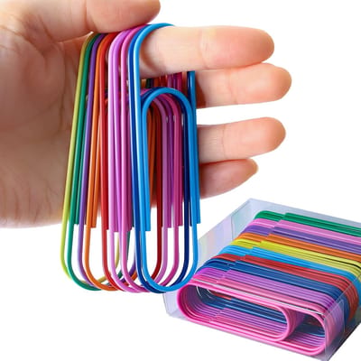 JeiibrZui Extra grote gekleurde paperclips - corrosie- en roestbestendig, vinyl gecoat - 50 stuks per verpakking - geschikt voor kantoor/school/meerdere kleuren