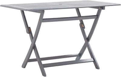 Inklapbare tuintafel - Outdoor eettafel - Buiten eten - Gat voor parasol - 120 x 70 cm - Grijs