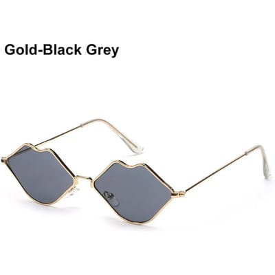 Lunettes de soleil forme lèvres sexy Rétro Vintage Compact Petite Monture Alliage Métallique Lunettes de soleil Protection Solaire Mode Élégant Mode