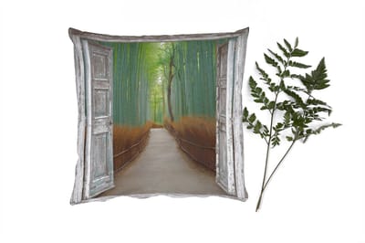 Sierkussens - Kussentjes Woonkamer - 40x40 cm - Bamboe - Japan - Doorkijk - Bos