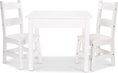 Melissa & Doug - Houten Kindertafel met twee Stoeltjes - wit