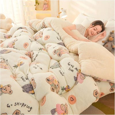 Warm Dekbed - Winterdeken Pluche - Lekker Slapen - Dubbelzijdig Materiaal - 200x230 cm - Grijs