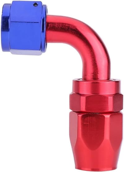 90° Fitting Adapter voor Brandstofleiding Slang - Aluminium Oliekoeler Connector in Blauw en Rood, Geschikt voor Auto's en Motoren