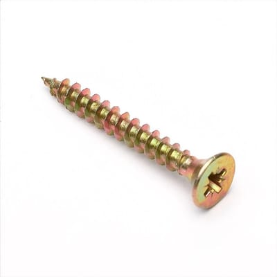 Verzinkte Verzonken Kop Spaanplaatschroeven 4.5 x 40mm Gepoedercoat Geel 50 Stuks