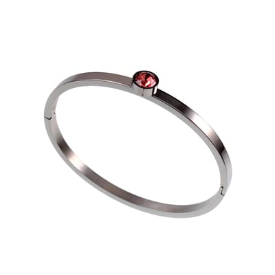Bangle Dames - RVS - Stijve Armband met Roze Zirkonia