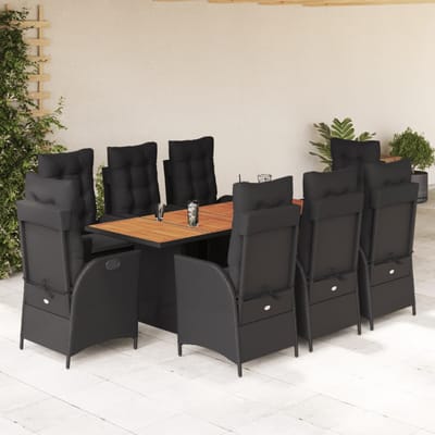 vidaXL - 9-delige - Tuinset - poly - rattan - zwart