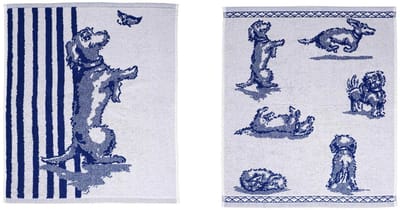 Heinen Delfts Blauw set van 2 keukendoeken Teckel Nhaan katoen 50 x 55 cm