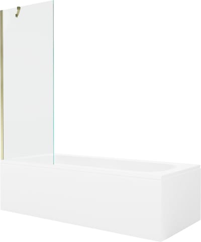 Mexen Vega rechthoekig bad 150 x 70 met omkasting en 1-delige scherm 70 , transparant, goud - 550115070X9507000050