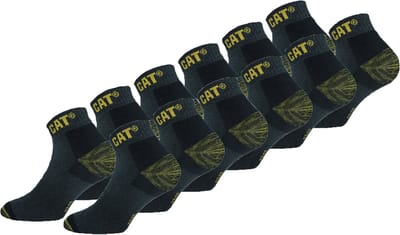 Caterpillar 12 Paar Premium Sneaker Korte Werksokken - Dubbele Versterkt - Katoen Grijs 39-42