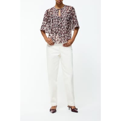 French Connection Elyse Hallie Crinkle Ss Top Blush Pink Floral Maat: 6 | Blouses Outlet | Dames | Roze