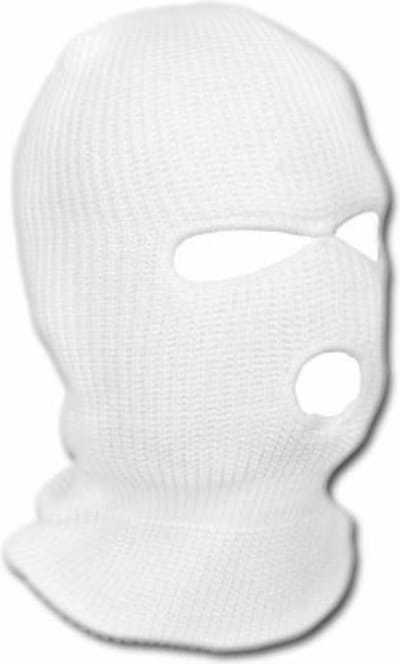 Bivakmuts 3 gaten - Driegaats muts / skimuts - wit - one size - outdoor / bivak / wintersport - warme eengaats balaclava - motor