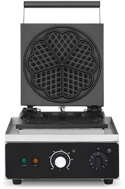 HCB® - Professioneel horeca Wafelijzer met timer - hartjes - 230V - Wafelmaker van RVS / INOX - 44x31x23.5 cm (DxBxH) - 9.50 kg - 8004