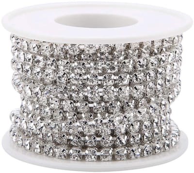 Dailygoods- Decoratieketting 4 mm x 12,5 m - Kunstmatige Diamant Bling - Rol voor Bruiloft - Feest Bloemstukken - Zilver - Decoratieve Versiering