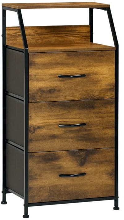 Opbergkast met stoffen lades - Kast - Ladekast - Wandmeubel - Slaapkamer kast - Industrieel - 92 x 45 x 30 cm