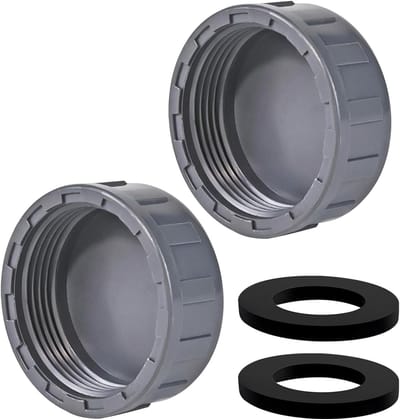 Set van 2 Buitenste Eindkappen 50mm voor Afvoerbuizen, Inclusief Dichtingen, Grijs, Perfect voor Waterafvoer en Sanitair