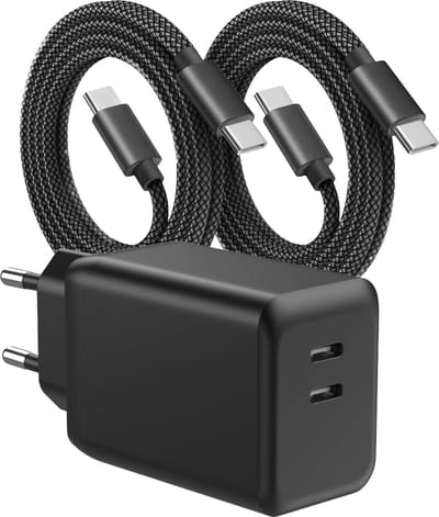 45w snellader - Usb C lader 2 poorten - Usb C power adapter 45w - Super fast charger - Usb C kabels - S25 / A57 / A56 / S26 oplader