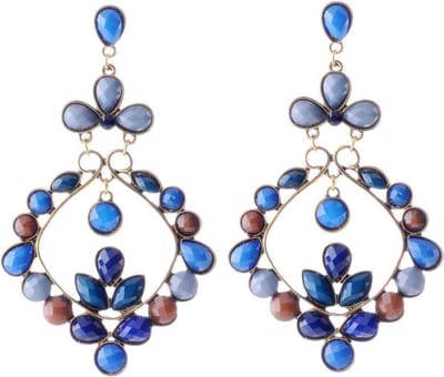 Behave - Grote Statement Oorbellen – Blauw Bruine Boho Chic Oorbellen