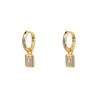 Petit Comité - Oorbellen Dames Geboortesteen Juni Maansteen - 925 Sterling Zilver - 18K gold plated - Dames Cadeau