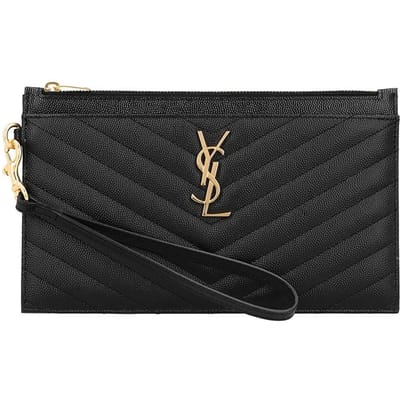 Saint Laurent Cassandra Monogram Matelass Goudkleurige Hardware Grote Clutch Tas 636313 636313 BOW01 1000 black