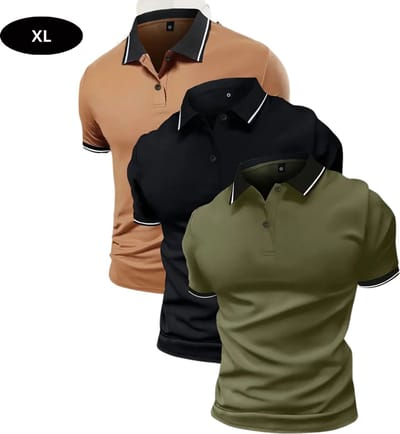 Bovista Golf Shirt Heren - T-shirt - Golfkleding - Golfen - Golf Accessoires - Polo Shirt - Zwart & Beige & Groen - Maat XL